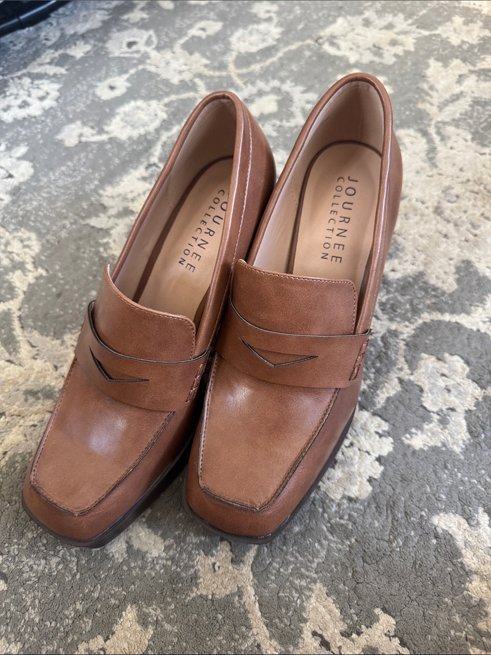 Journee Collection Brown Square-Toe Penny Loafers